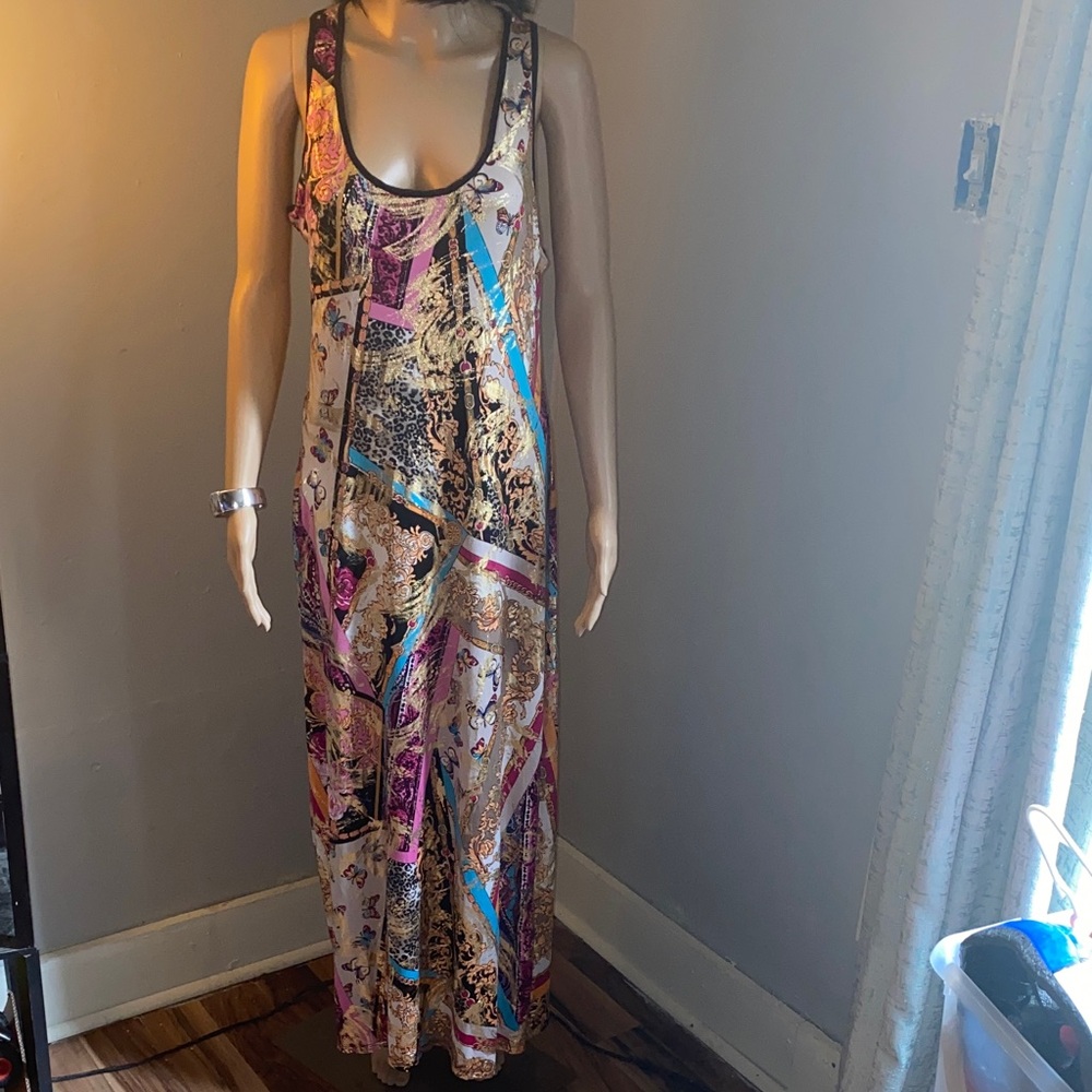 Dots Multicolor Baroque Print Maxi Dress